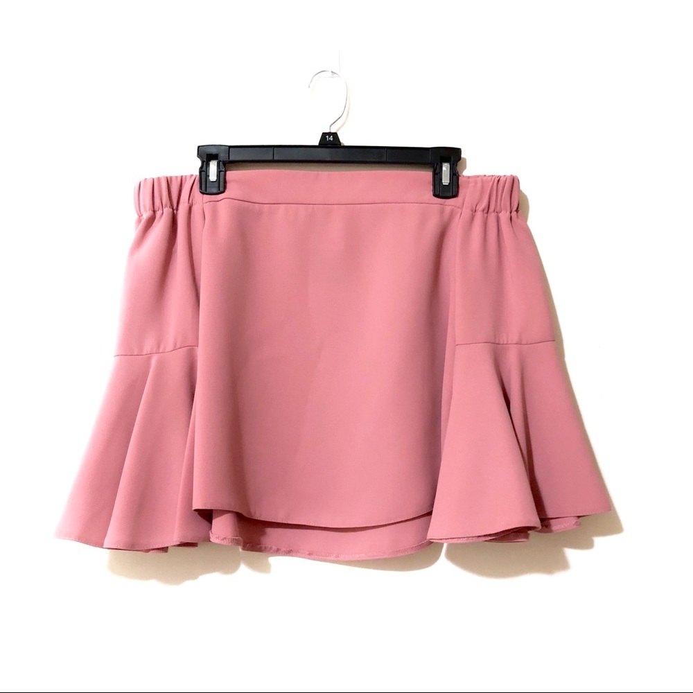TOPSHOP Pink Off Shoulder Ella Flute Sleeve